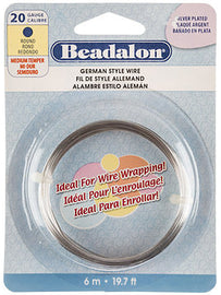 20 Gauge German Style Round Basemetal Wire Gold, Silver, Copper, Hematite, Antique Brass, Satin Brass, 6 meter - Beadalon