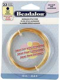22 Gauge German Style Round Basemetal Wire Gold, Silver, Copper, Hematite, Antique Brass, Satin Brass, 10 meter - Beadalon