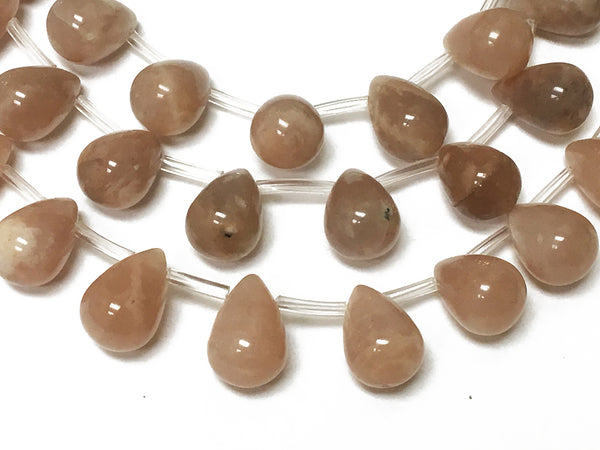 Peach Moonstone 8x12mm Top Drilled Tear Drop shape 30 beads Moonstone Gemstone Strand Champagne S269 - BeadPrism