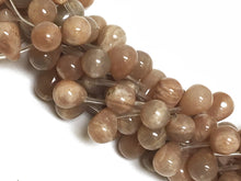 Load image into Gallery viewer, Peach Moonstone 8x12mm Top Drilled Tear Drop shape 30 beads Moonstone Gemstone Strand Champagne S269 - BeadPrism