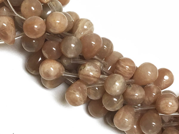 Peach Moonstone 8x12mm Top Drilled Tear Drop shape 30 beads Moonstone Gemstone Strand Champagne S269 - BeadPrism
