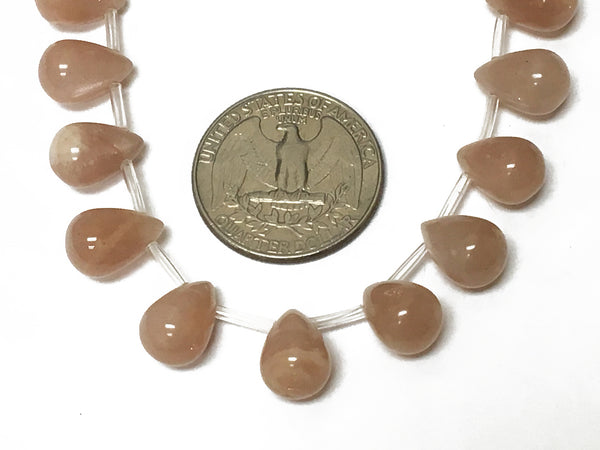 Peach Moonstone 8x12mm Top Drilled Tear Drop shape 30 beads Moonstone Gemstone Strand Champagne S269 - BeadPrism