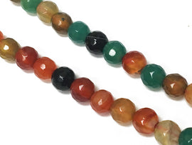 6mm Multi Color Bright Agate Gemstone, Faceted Round Beads, 15