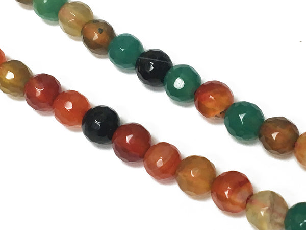6mm Multi Color Bright Agate Gemstone, Faceted Round Beads, 15" Full Strand 62 Beads - SAGT223 - BeadPrism