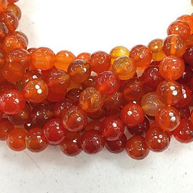 25% OFF Koi Orange Agate Bead -10mm Faceted Round Full Strand 38 Beads SAGT 240 - BeadPrism