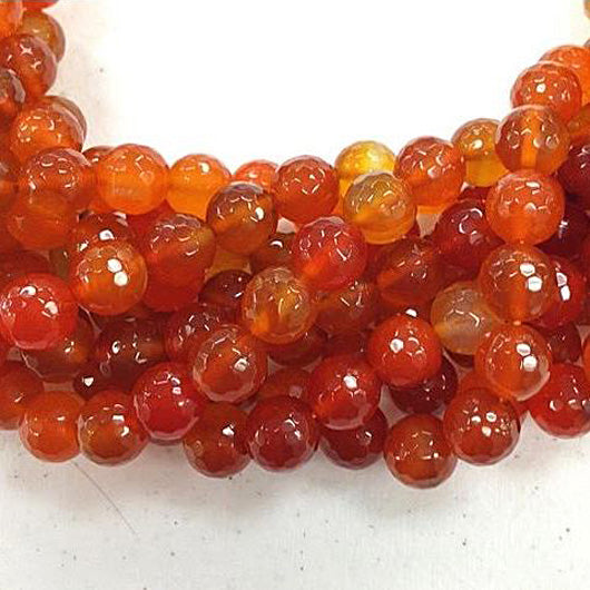 25% OFF Koi Orange Agate Bead -10mm Faceted Round Full Strand 38 Beads SAGT 240 - BeadPrism