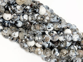 10mm Drift wood Agate Faceted Round Gemstone 38 Beads Strand Cream Ivory Brown Khaki Grey -SAGT254 - BeadPrism