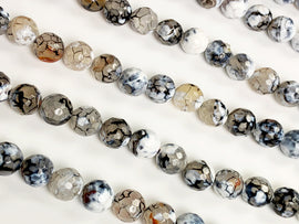 10mm Drift wood Agate Faceted Round Gemstone 38 Beads Strand Cream Ivory Brown Khaki Grey -SAGT254 - BeadPrism