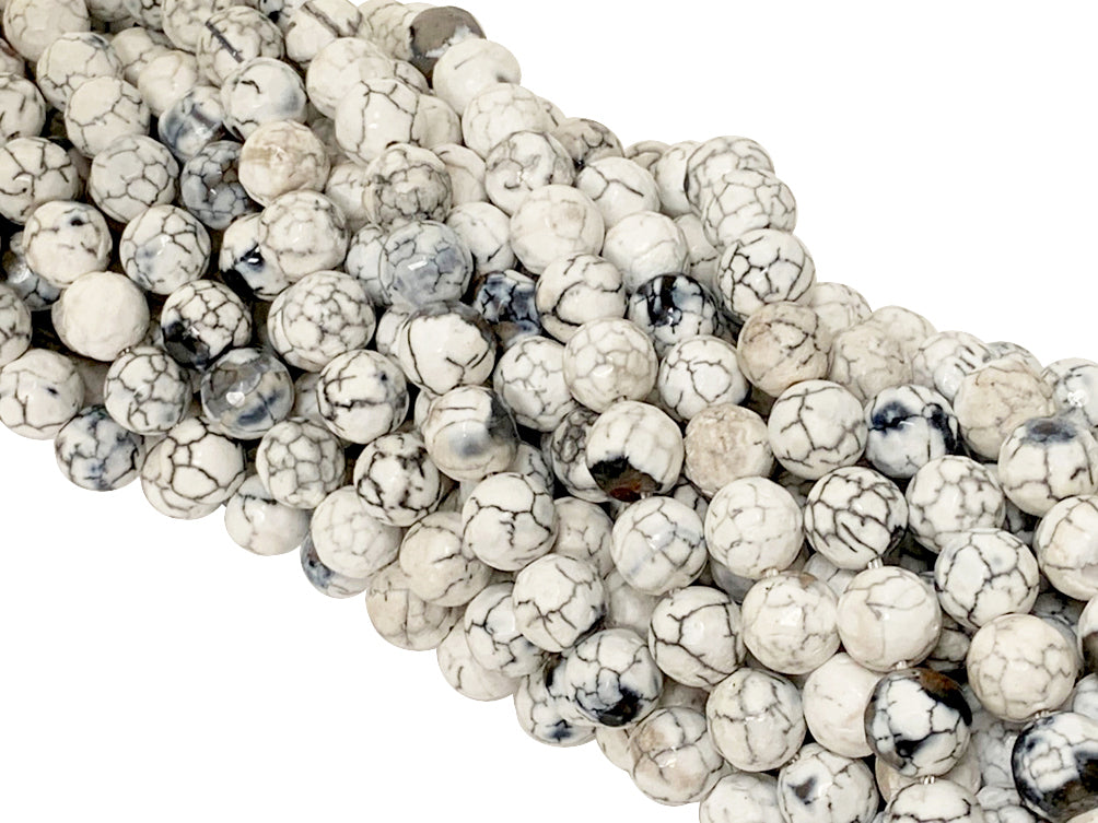 6mm Nirvana Agate Faceted Round Gemstones, 63 Beads Strand, Cream Ivory Khakhi white Grey - SAGT344 - BeadPrism