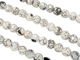 6mm Nirvana Agate Faceted Round Gemstones, 63 Beads Strand, Cream Ivory Khakhi white Grey - SAGT344 - BeadPrism