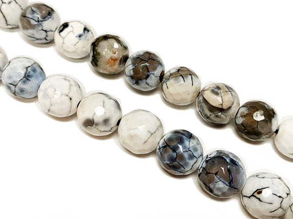10mm Nirvana Agate Faceted Round Gemstones Full Strand 38 Beads Cream, Ivory, Khakhi, Grey - SAGT346 - BeadPrism