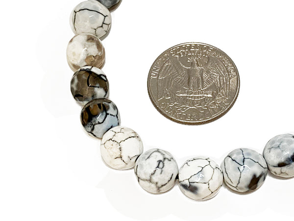 10mm Nirvana Agate Faceted Round Gemstones Full Strand 38 Beads Cream, Ivory, Khakhi, Grey - SAGT346 - BeadPrism