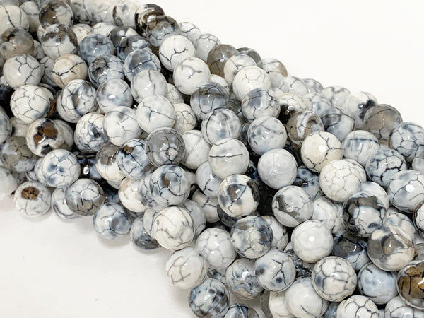 10mm Nirvana Agate Faceted Round Gemstones Full Strand 38 Beads Cream, Ivory, Khakhi, Grey - SAGT346 - BeadPrism