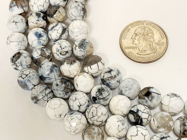 10mm Nirvana Agate Faceted Round Gemstones Full Strand 38 Beads Cream, Ivory, Khakhi, Grey - SAGT346 - BeadPrism