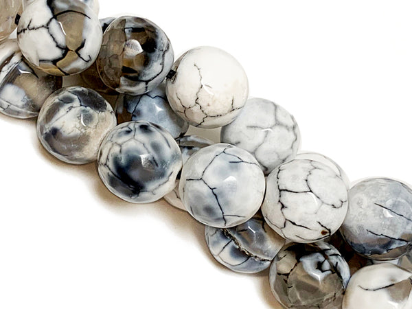 10mm Nirvana Agate Faceted Round Gemstones Full Strand 38 Beads Cream, Ivory, Khakhi, Grey - SAGT346 - BeadPrism