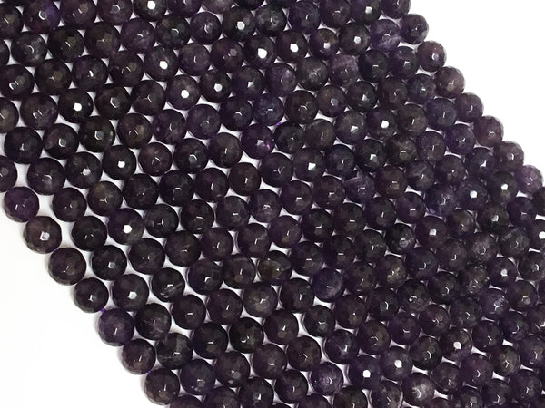 8mm Natural Amethyst Round Beads Faceted High quality purple gemstones 47 beads full strand - SAY106 - BeadPrism