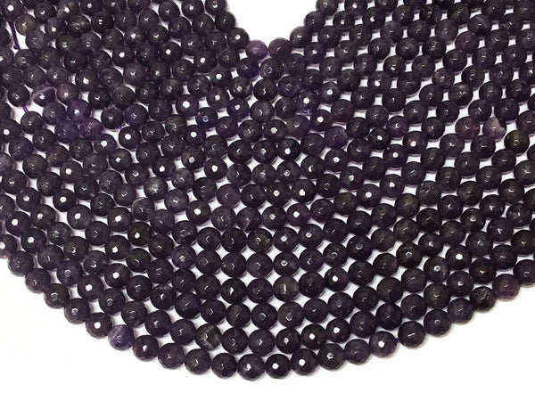 8mm Natural Amethyst Round Beads Faceted High quality purple gemstones 47 beads full strand - SAY106 - BeadPrism