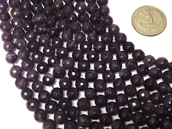 8mm Natural Amethyst Round Beads Faceted High quality purple gemstones 47 beads full strand - SAY106 - BeadPrism