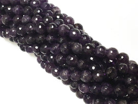 8mm Natural Amethyst Round Beads Faceted High quality purple gemstones 47 beads full strand - SAY106 - BeadPrism