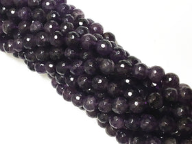8mm Natural Amethyst Round Beads Faceted High quality purple gemstones 47 beads full strand - SAY106 - BeadPrism