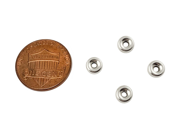 Sterling Silver 6mm Flat Rondelle Slice Beads 1.8mm Hole, Bracelet Necklace Connector - SB406 - BeadPrism