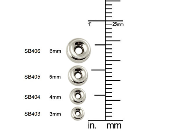 Sterling Silver 6mm Flat Rondelle Slice Beads 1.8mm Hole, Bracelet Necklace Connector - SB406 - BeadPrism