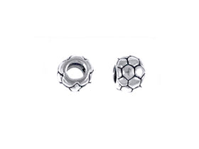 Sterling Silver Soccer Ball Large Hole Bead-6x8mm (3.75mm Hole) - BeadPrism