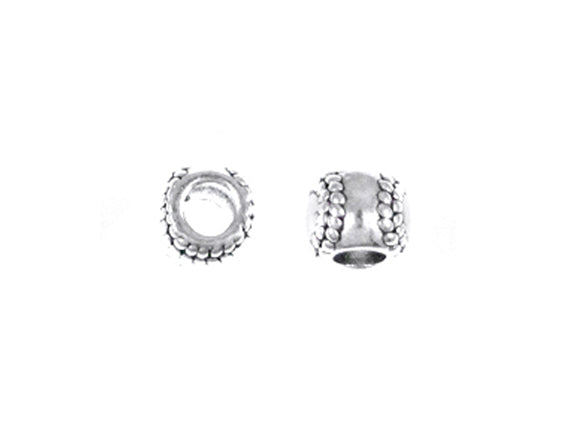 Sterling Silver Baseball Large Hole Bead-6x7.75mm (3.75mm Hole) - BeadPrism