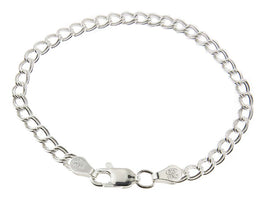 Italian Double-Link 060 Charm Bracelet 925 Sterling Silver 5mm Anklet Necklace w/ Lobster Claw Clasp - BeadPrism