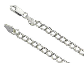 Italian Double-Link 060 Charm Bracelet 925 Sterling Silver 5mm Anklet Necklace w/ Lobster Claw Clasp - BeadPrism