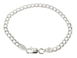 Italian Double-Link 060 Charm Bracelet 925 Sterling Silver 5mm Anklet Necklace w/ Lobster Claw Clasp