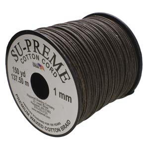 Supreme or Tony Waxed Cotton Cord 1mm Round Brown 150 Yards