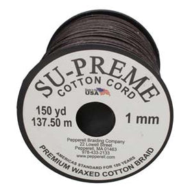 Supreme or Tony Waxed Cotton Cord 1mm Round Brown 150 Yards