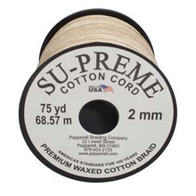 Load image into Gallery viewer, Supreme Waxed Cotton Cord 2mm Round Natural  75 Yards