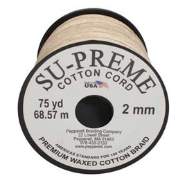 Supreme Waxed Cotton Cord 2mm Round Natural  75 Yards