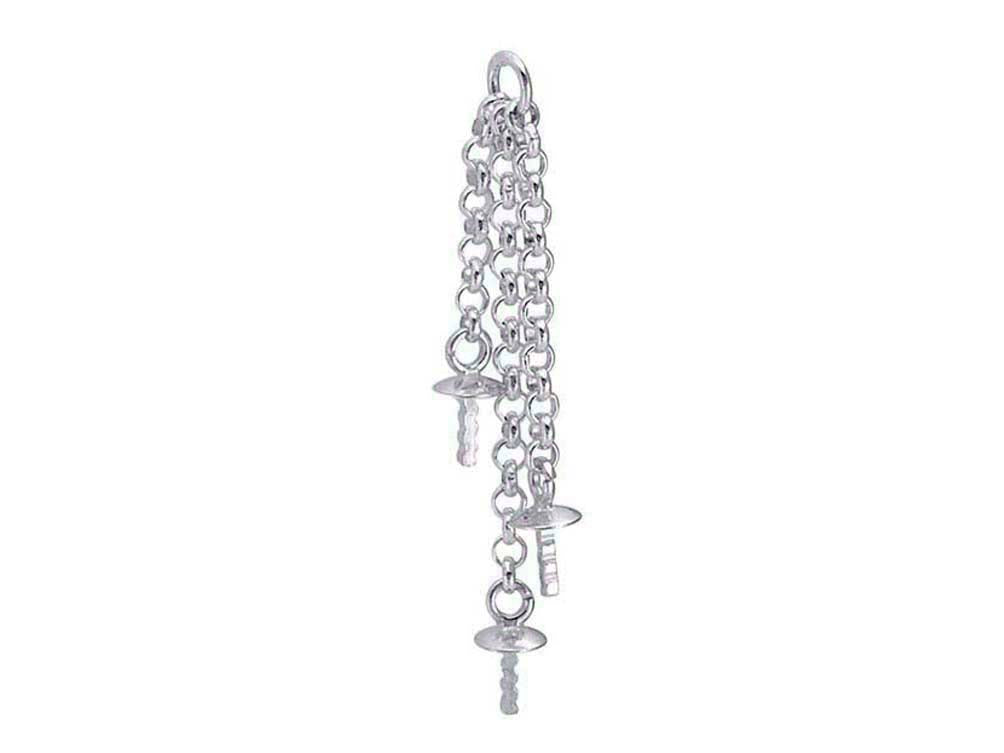Wholesale Sterling Silver 3 Strand Chain with Cup and Peg, Choose Package Size - BeadPrism