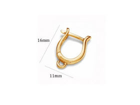 24K Gold over Silver Hoop Leverback Earwires w/open ring 2 add charms, 1 Pair Hoop Earrings SF1545GP - BeadPrism