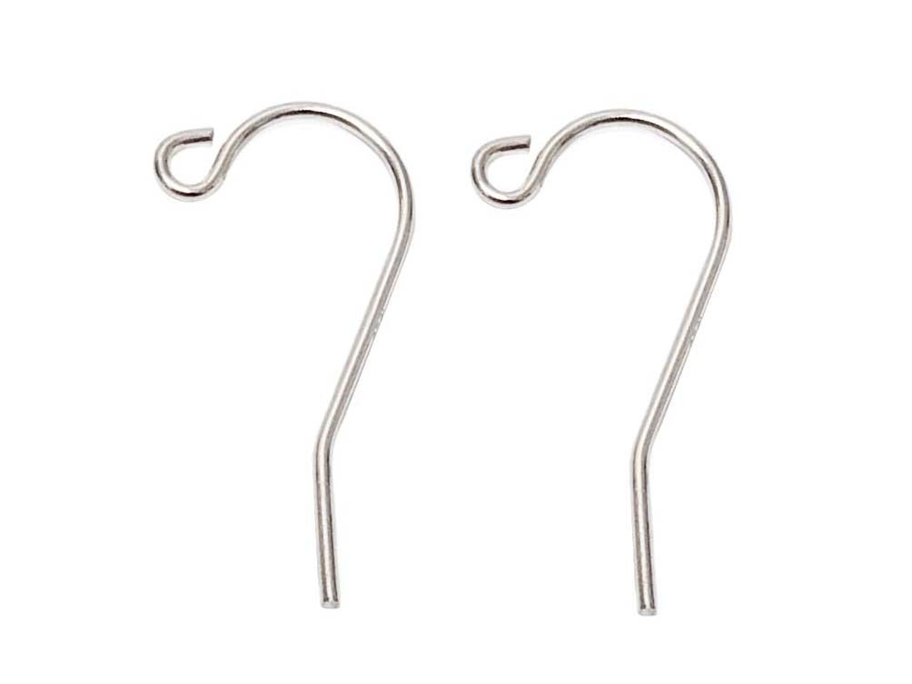 Wholesale Sterling Silver 12mm Shepard Hook Earwire, no bead at end, Choose Package Size - BeadPrism