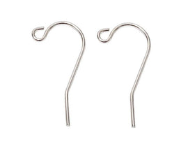 Wholesale Sterling Silver 12mm Shepard Hook Earwire, no bead at end, Choose Package Size - BeadPrism