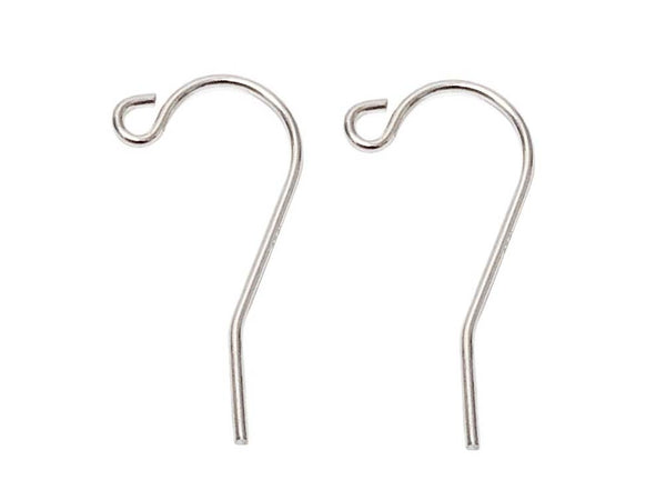 Wholesale Sterling Silver 12mm Shepard Hook Earwire, no bead at end, Choose Package Size - BeadPrism