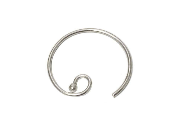 Wholesale Sterling Silver Earwire With Circle Ball End 22 ga 0.66mm, Choose Package Size - BeadPrism