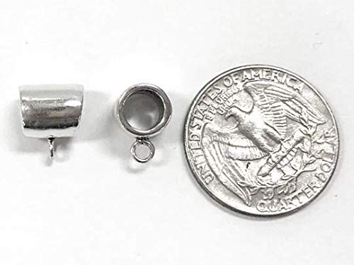1 pc Sterling Silver 9.5mm Heavy Duty Plain Bail 5.8mm Hole - BeadPrism