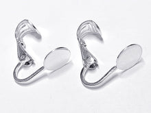 Load image into Gallery viewer, 1 Pair Sterling Silver Clip On Earrings, 16.7mm tall, .925 Sterling Silver Clip on Earring Pad Flat, Silver Ear Clips, Pack of 2 - SF985-8 - BeadPrism