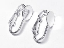 Load image into Gallery viewer, 1 Pair Sterling Silver Clip On Earrings, 16.7mm tall, .925 Sterling Silver Clip on Earring Pad Flat, Silver Ear Clips, Pack of 2 - SF985-8 - BeadPrism