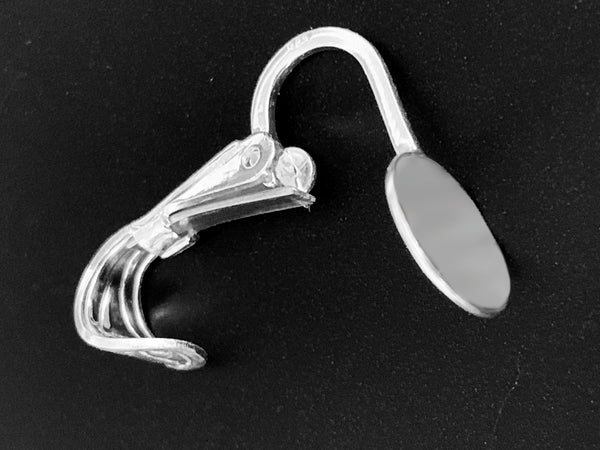 1 Pair Sterling Silver Clip On Earrings, 16.7mm tall, .925 Sterling Silver Clip on Earring Pad Flat, Silver Ear Clips, Pack of 2 - SF985-8 - BeadPrism