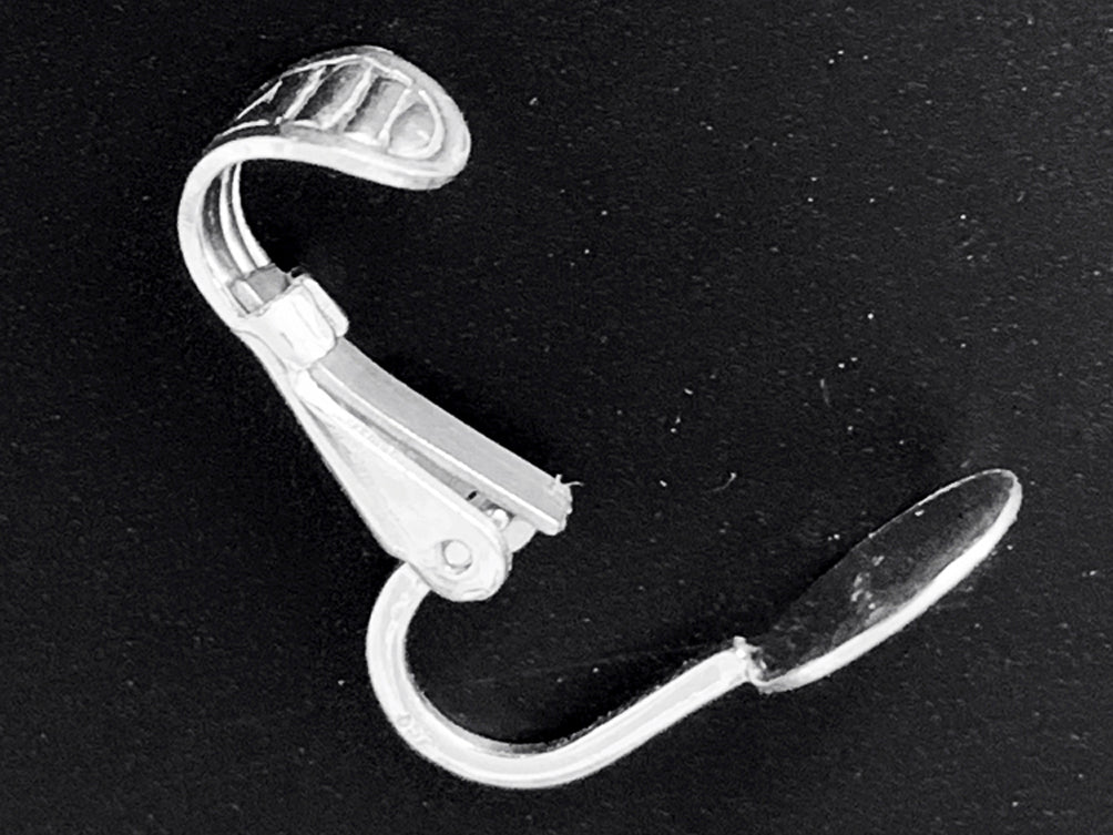 1 Pair Sterling Silver Clip On Earrings, 16.7mm tall, .925 Sterling Silver Clip on Earring Pad Flat, Silver Ear Clips, Pack of 2 - SF985-8 - BeadPrism