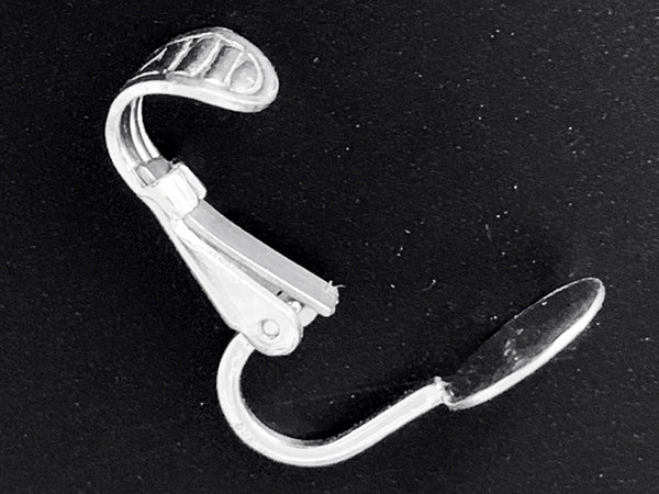 1 Pair Sterling Silver Clip On Earrings, 16.7mm tall, .925 Sterling Silver Clip on Earring Pad Flat, Silver Ear Clips, Pack of 2 - SF985-8 - BeadPrism