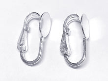 Load image into Gallery viewer, 1 Pair Sterling Silver Clip On Earrings, 16.7mm tall, .925 Sterling Silver Clip on Earring Pad Flat, Silver Ear Clips, Pack of 2 - SF985-8 - BeadPrism