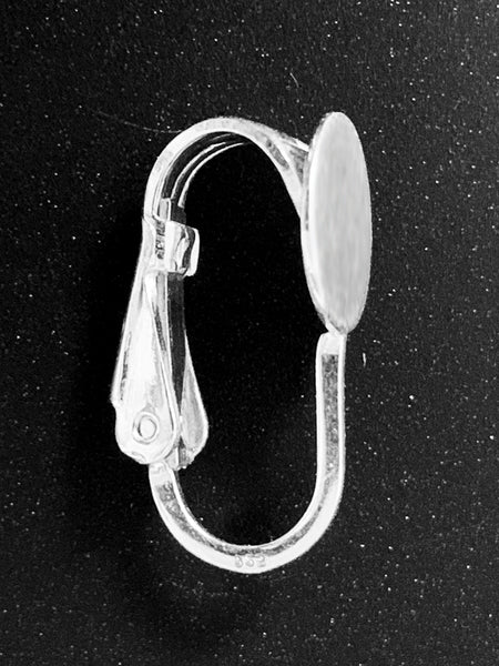 1 Pair Sterling Silver Clip On Earrings, 16.7mm tall, .925 Sterling Silver Clip on Earring Pad Flat, Silver Ear Clips, Pack of 2 - SF985-8 - BeadPrism