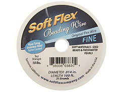 100 Feet - Soft Flex .014 inch FINE 21 Strand Wire  Clear (Satin Silver) - BeadPrism